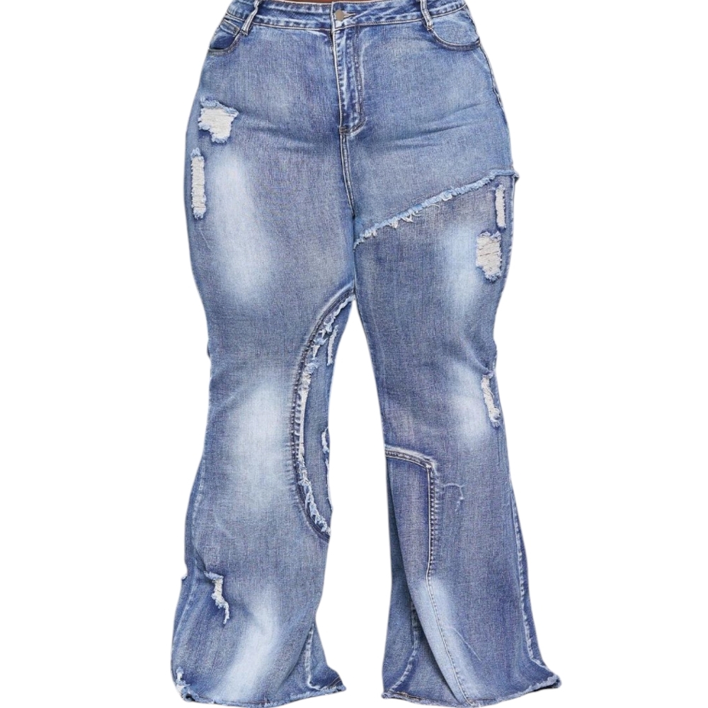 Women's Blue Distressed Jeans